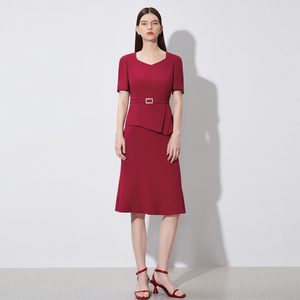 [朗姿奥莱]朗姿/LANCY专柜同款奥莱季通勤气质休闲连衣裙婚礼喜婆