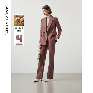 新款 气质西服外套女士冬季 上衣法式 朗姿纯羊毛复古高级感通勤西装
