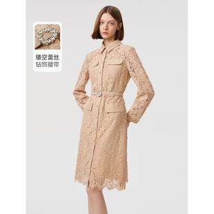 洋气连衣裙气质高级感别致精致裙子春季 朗姿法式 蕾丝时尚
