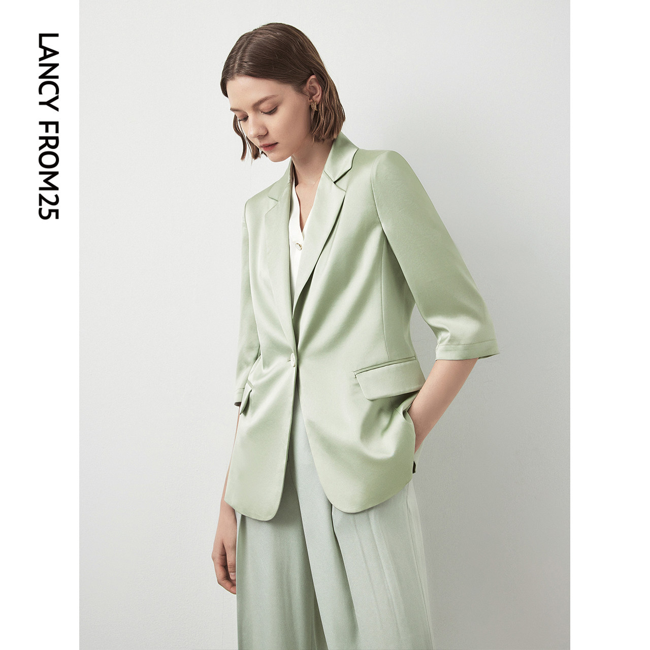 经典驳领 七分袖长 日本三醋酸