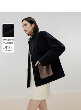 朗姿欧洲EiLEEN ELITEE纯羊毛气质双面呢毛呢外套2024年冬季新款