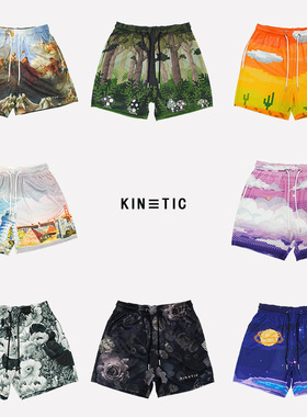 KIN美式短裤休闲运动健身四分裤网眼透气宽松不过膝时尚排汗系带