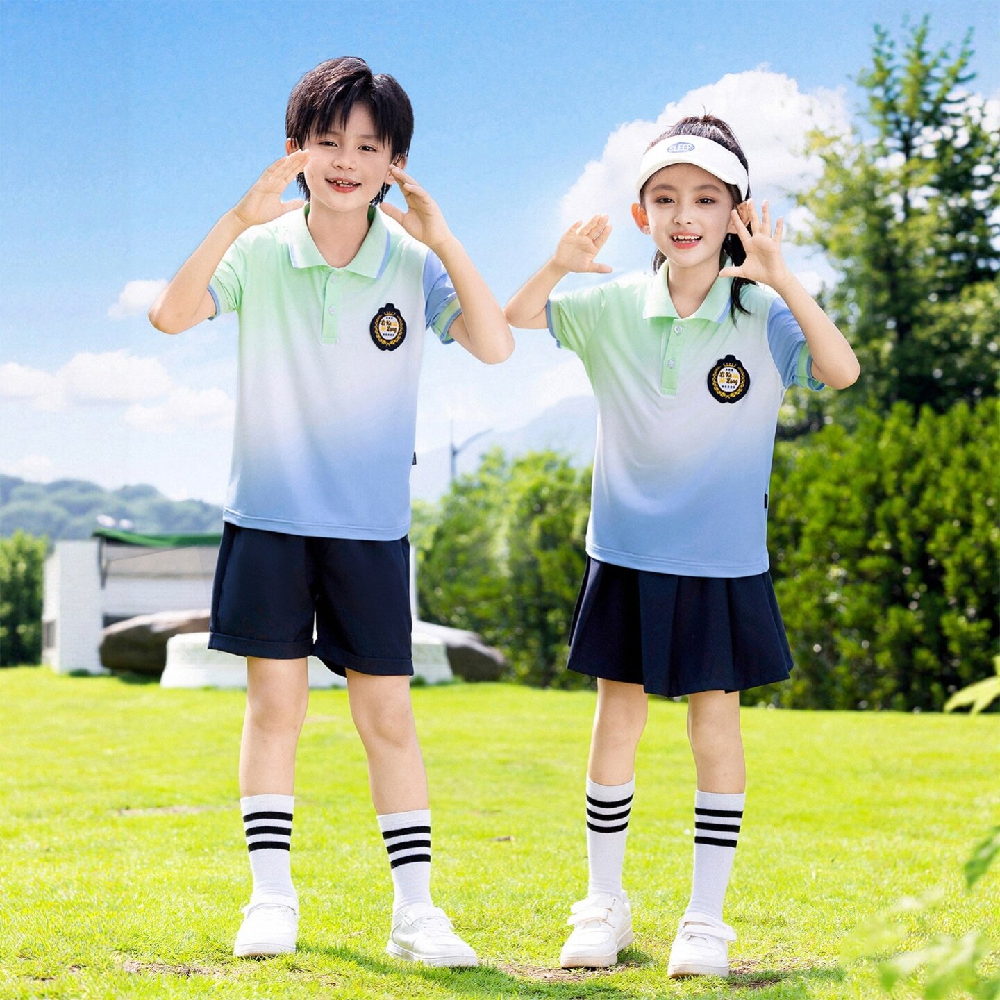 学院风班服演出服合唱年级新中式儿童白衬衫半身裙啦啦队开幕式