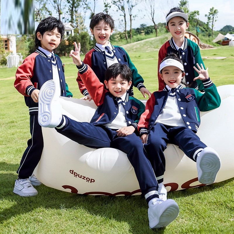 小学生校服两件套翻领蓝色运动装英伦风班服开学学院风一年级春装