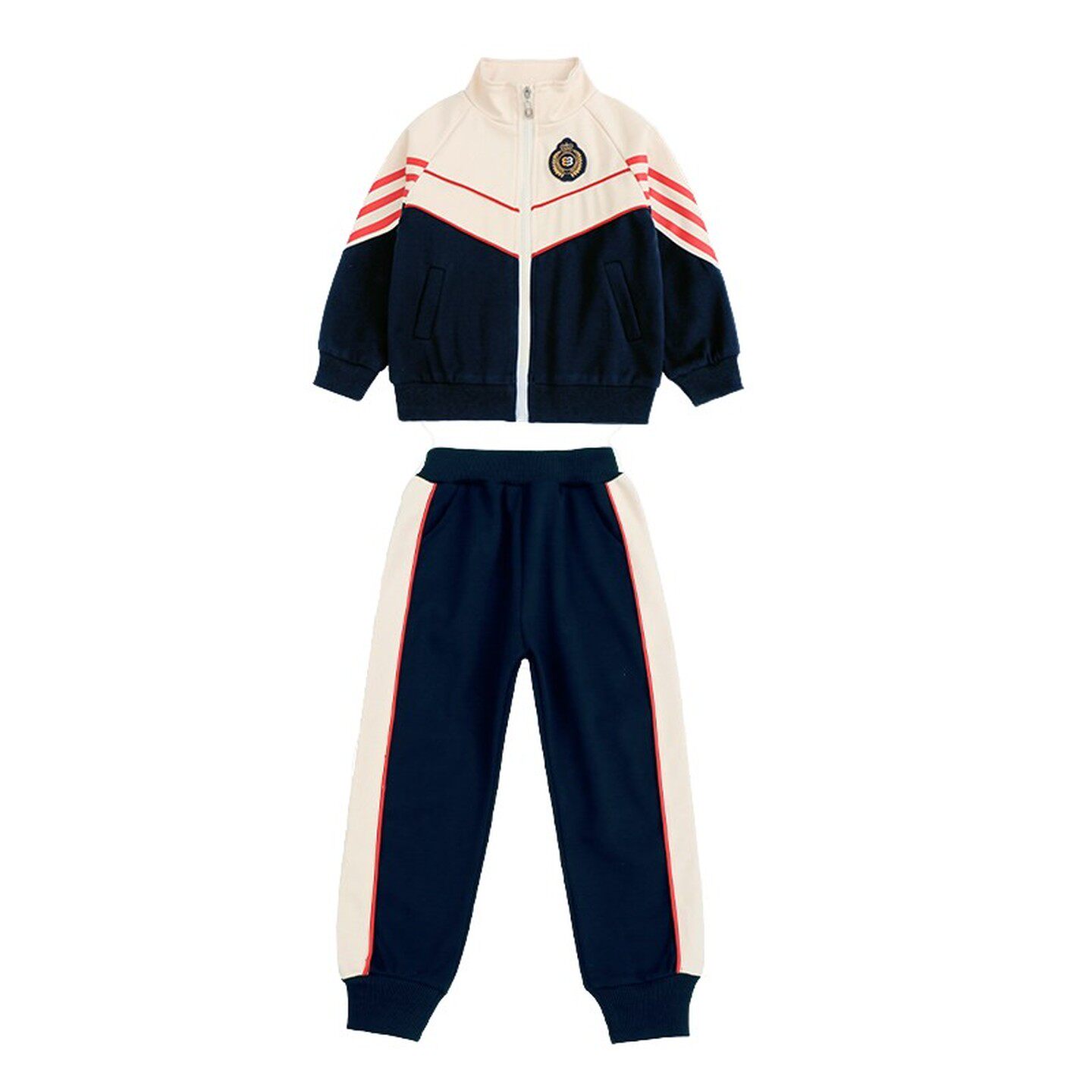 运动风校服新款男童三件套运动服饰夏季套装纯棉春秋款马甲校园