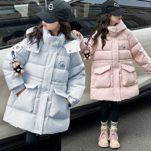 女童棉衣女孩派克服12岁宽松羽绒棉穿搭冬季渐变女大童棉袄富家
