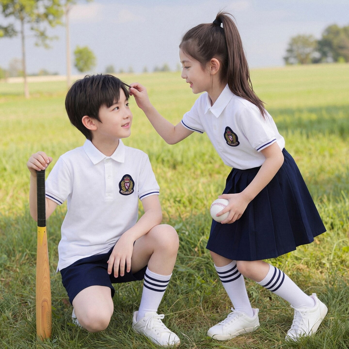学院风校服连衣裙夏季啦啦队古风裤子英伦风六一纯棉诗歌朗诵西装
