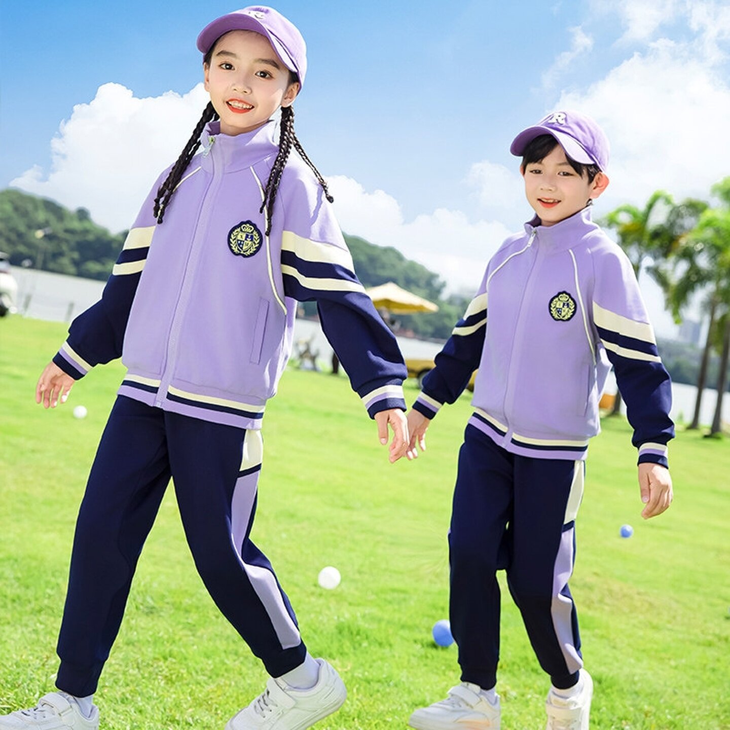 英伦风校服四件套学生POLO衫亲子装男女童学生运动中小学生女套装