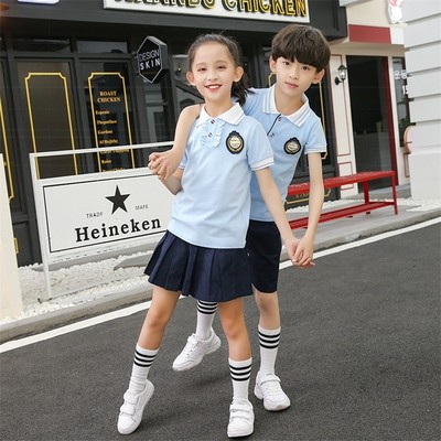 学生校服套装小学生纯棉定制夏季班服学生装儿童幼儿园服装园服