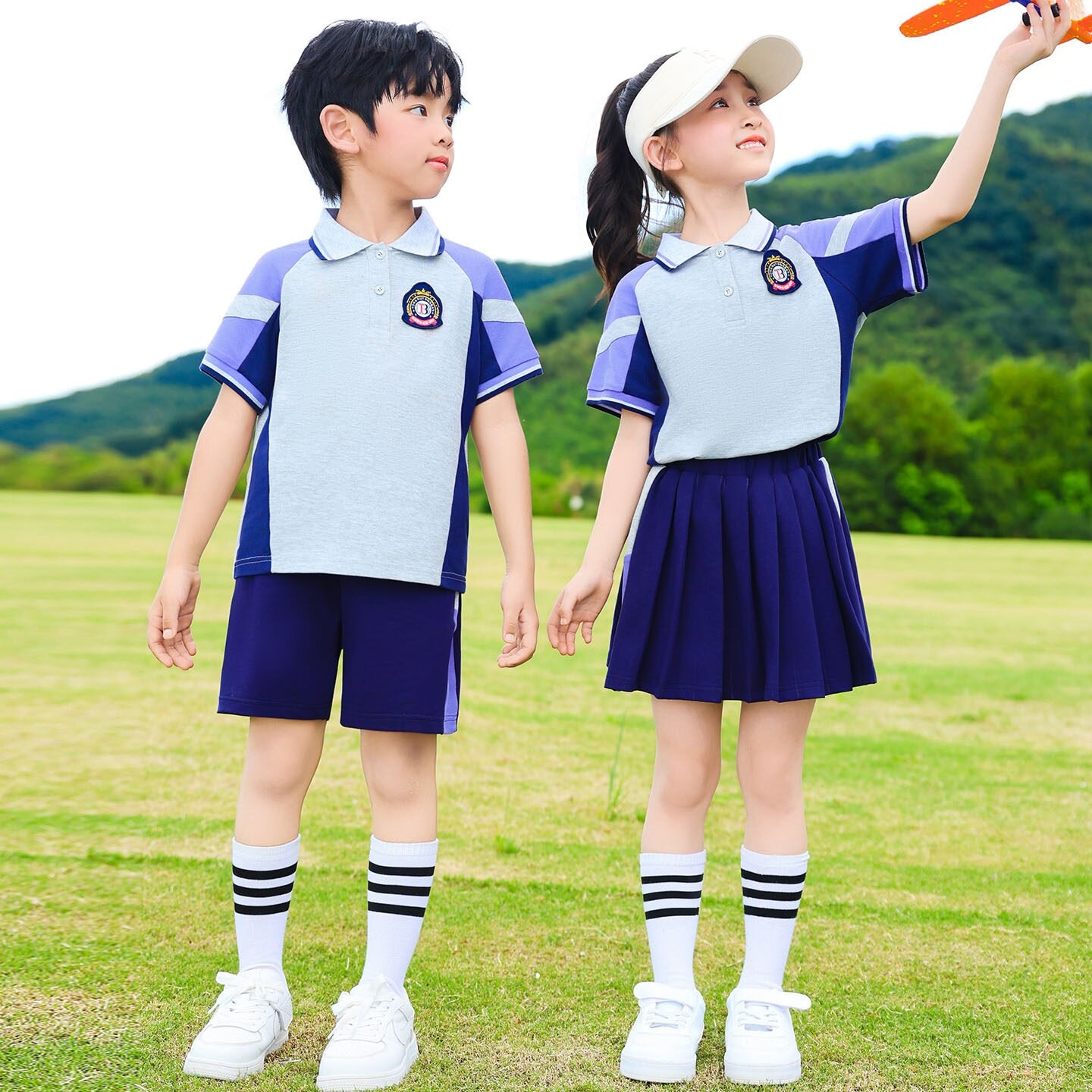 幼儿园班服中国风春夏两件套短袖英伦风棒球服春秋款入园运动套装