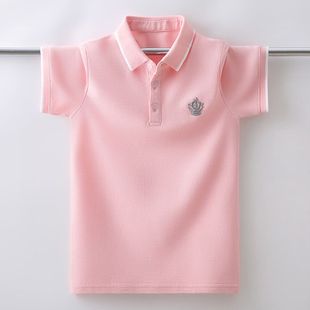 女polo衫 男童t恤夏装 纯棉翻领短袖 中大儿童小学生校服班服白色潮9