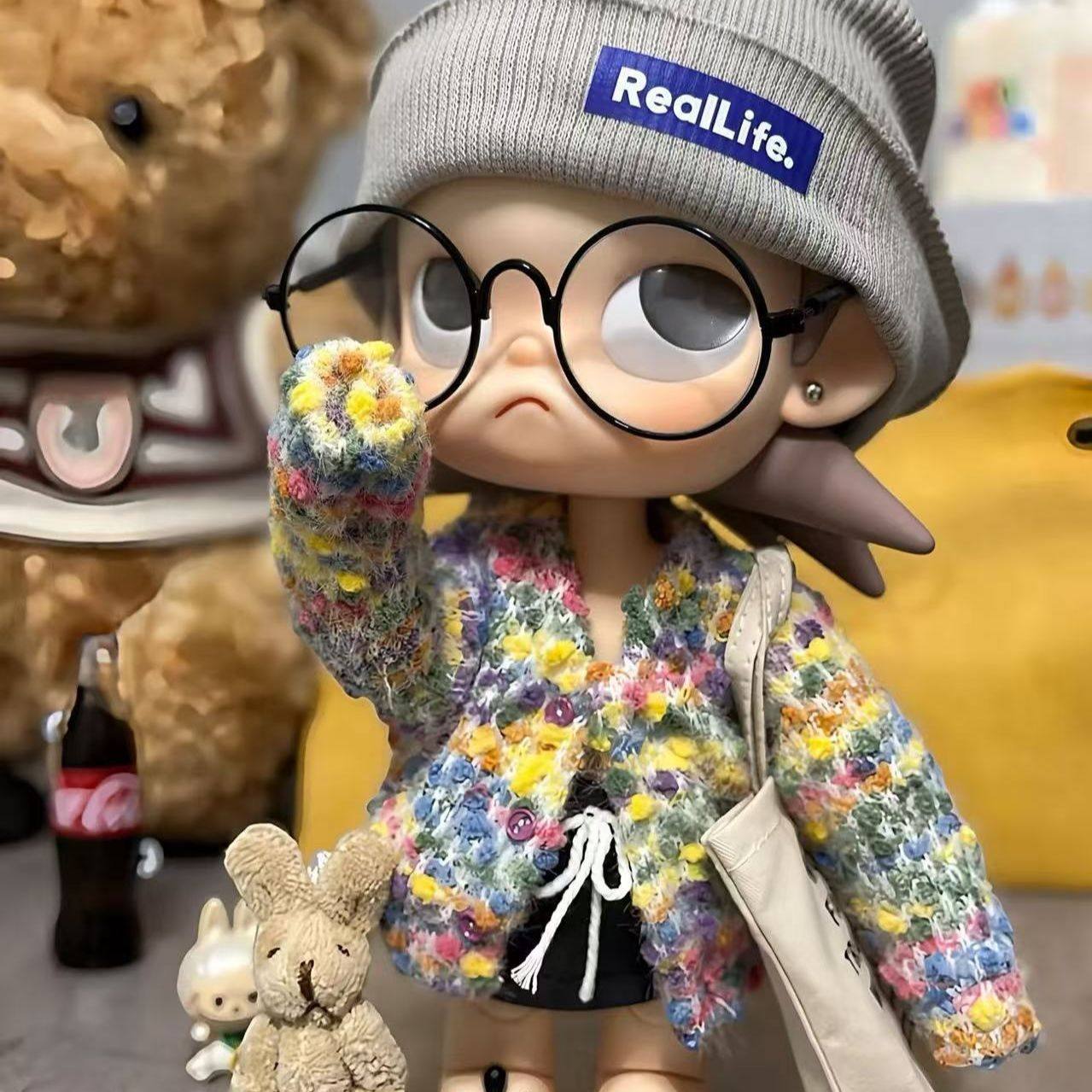 嘎子姐同款大圆框眼镜呆萌毛绒玩具娃娃眼镜8.1cm眼镜配饰,模玩/动漫/周边/娃圈三坑/桌游,棉花娃娃/毛绒玩具娃衣,淘宝优惠券,粉丝福利购,淘宝优惠卷