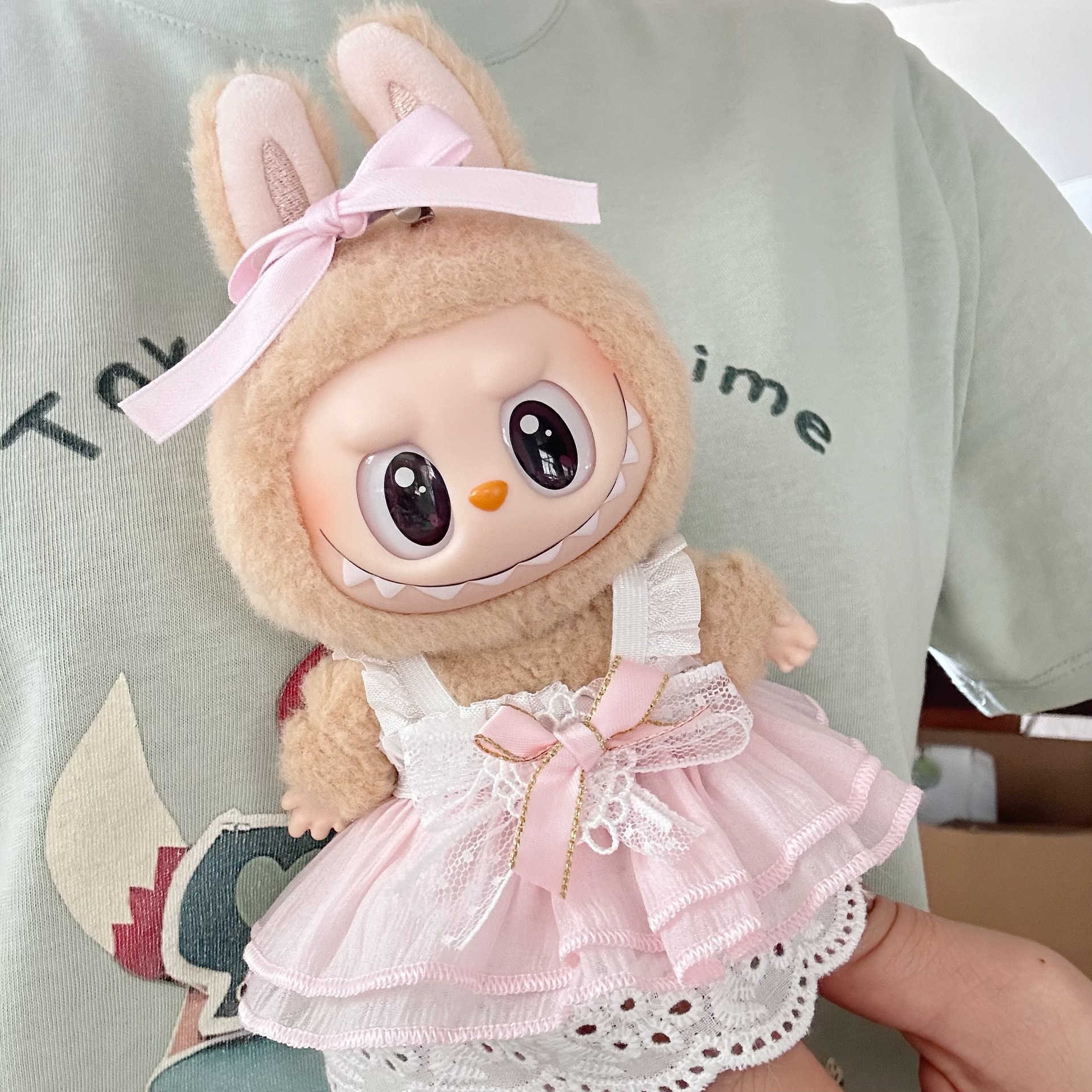 仅衣服】一二代盲盒labubu坐坐派对衣服搪胶盲盒拉布布着替粉色裙