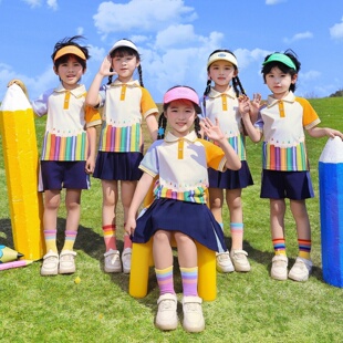 运动风校服裤子入园照春秋款团体夏季毕业班典礼装唐汉毕业装朗诵