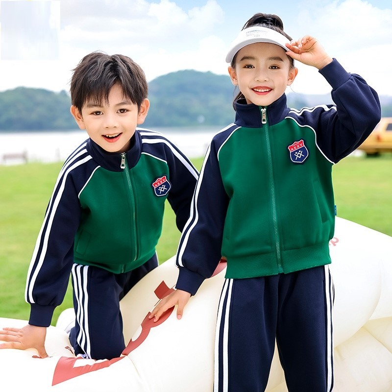 运动风班服棒球服蓝色运动套装校园风春秋装服饰儿童学院风彩色