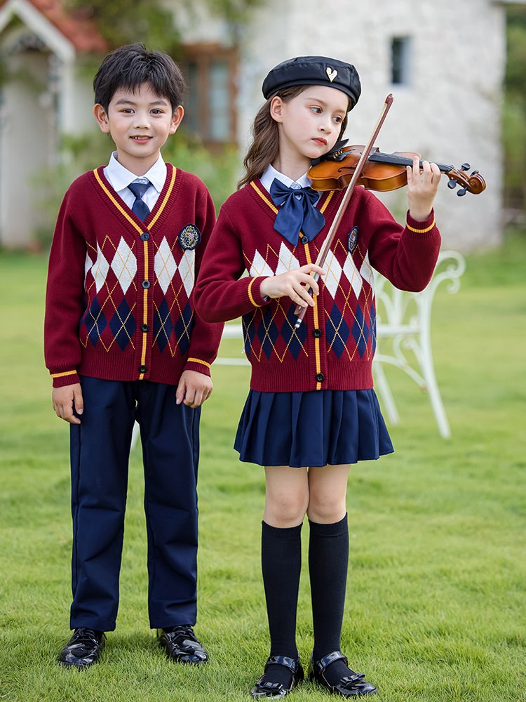 毛衣外套厚马甲班服合唱冬季针织背心朗诵中小学生校服秋冬裤子