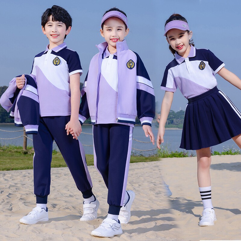 校服套装中小学生春秋款绿色儿童班服棒球服三件套幼儿园园服夏季