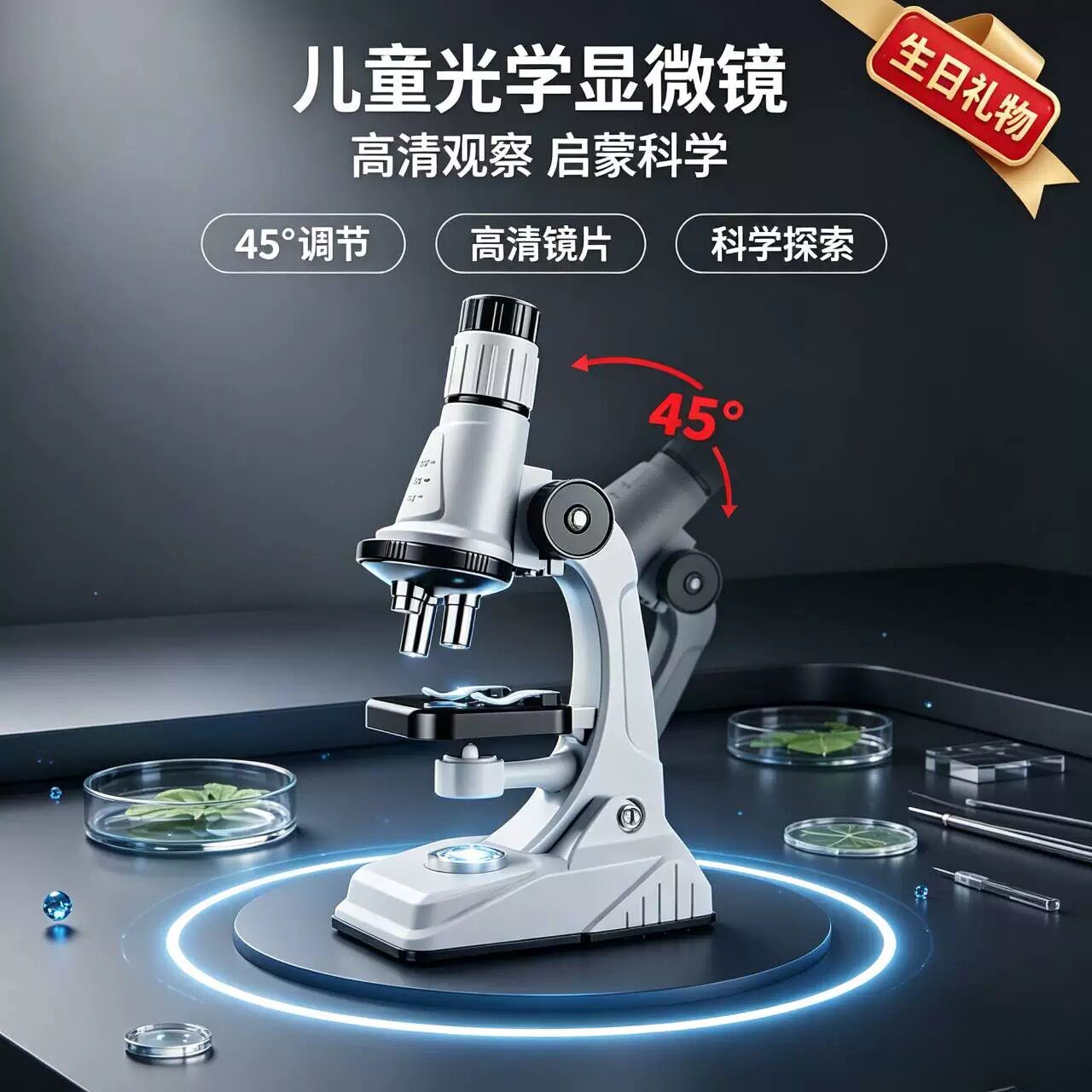 儿童显微镜可看细菌科学实验套装