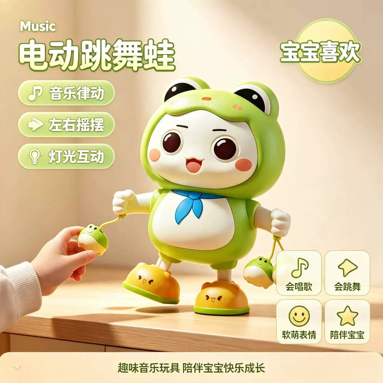 卡通青蛙智能机器人声光歌舞启智