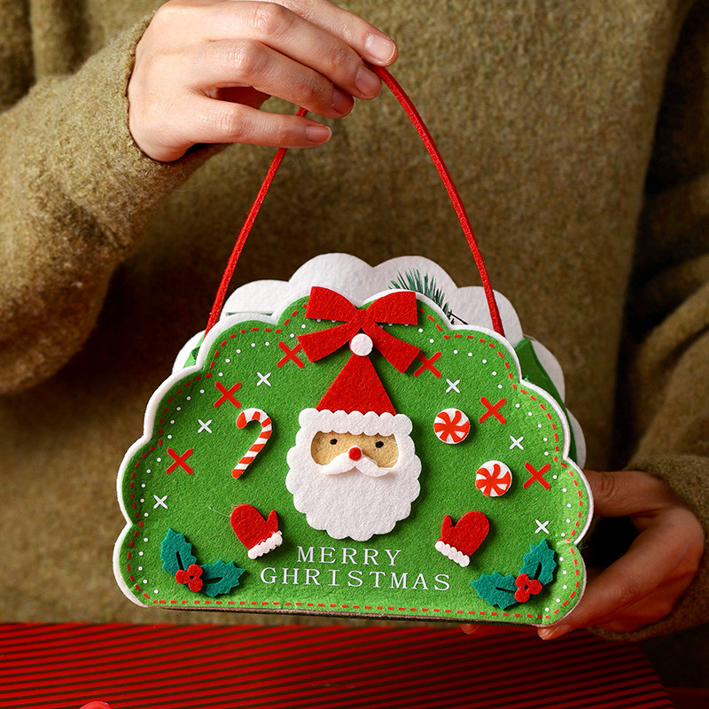 平安果包装袋毛毡圣诞节礼物毛毡包袜子礼物袋圣诞树麋鹿无纺布包