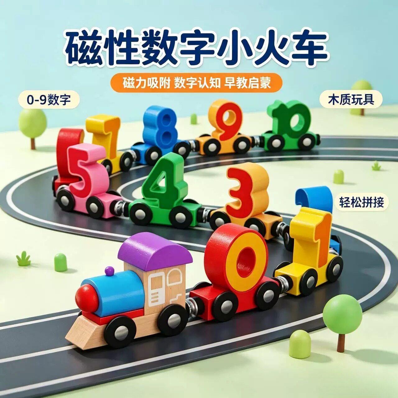 磁性数字小火车玩具|智力开发