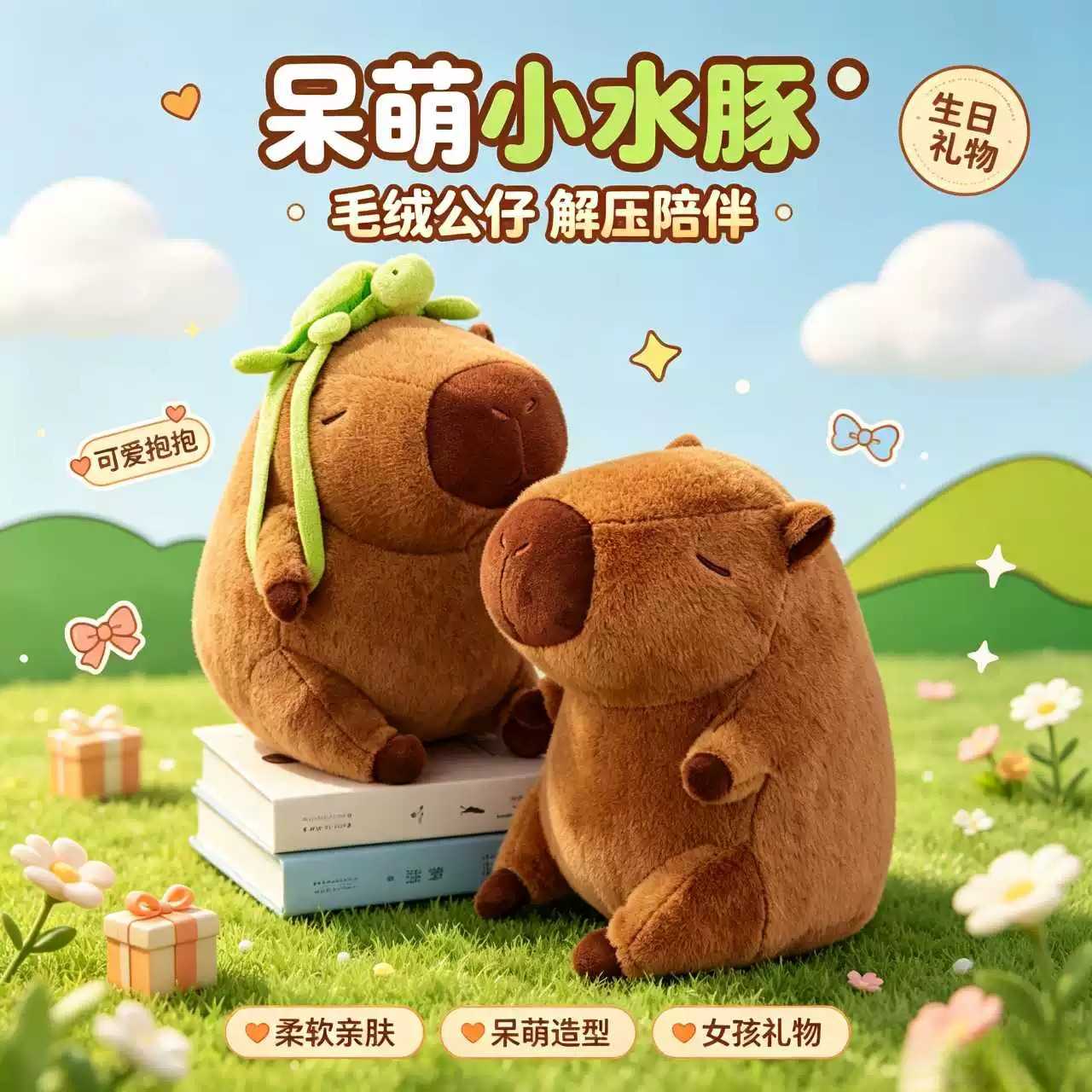可爱卡皮巴拉超大毛绒玩偶抱枕