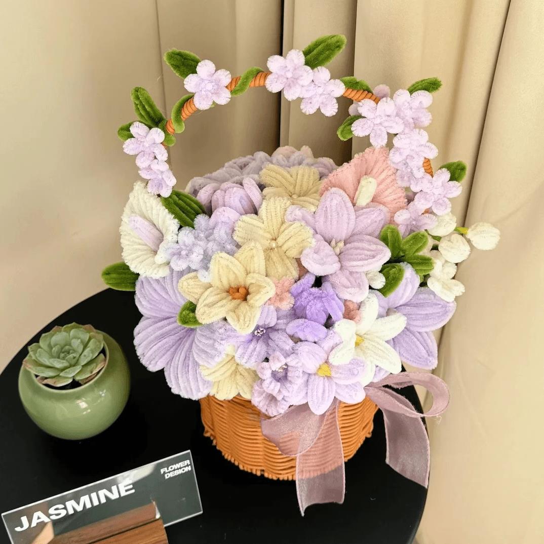 教师节扭扭棒花束花篮diy手工材料包diy春日手提花束送女朋友礼物