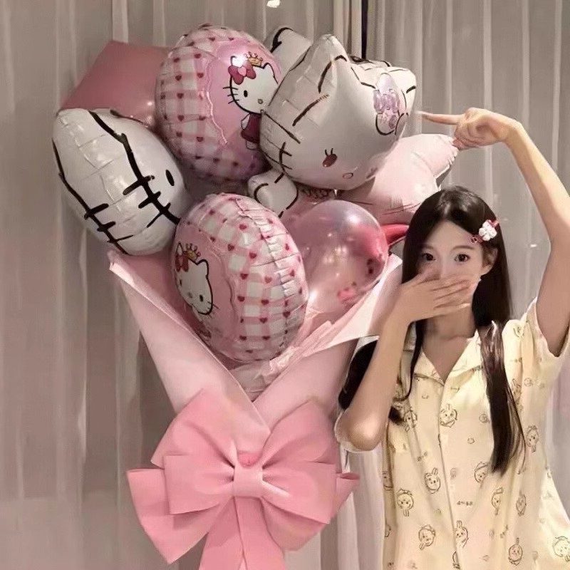 hellokitty花束气球超大diy材料包生日礼物网红创意七夕情人节