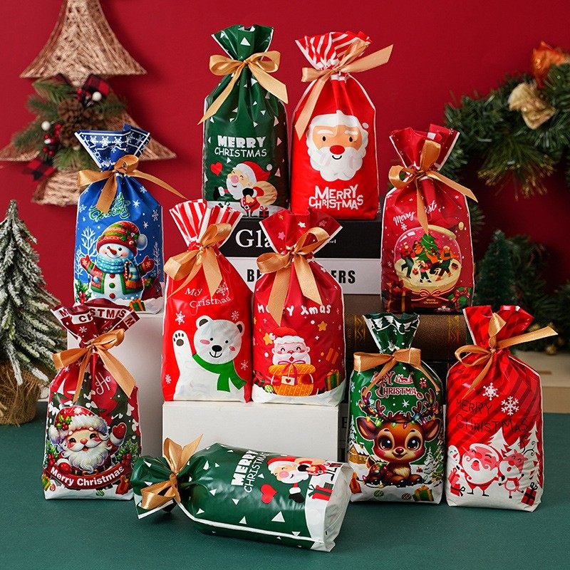 圣诞节包装袋丝带抽绳袋糖果袋兔耳朵束口袋圣诞苹果袋礼品包装袋