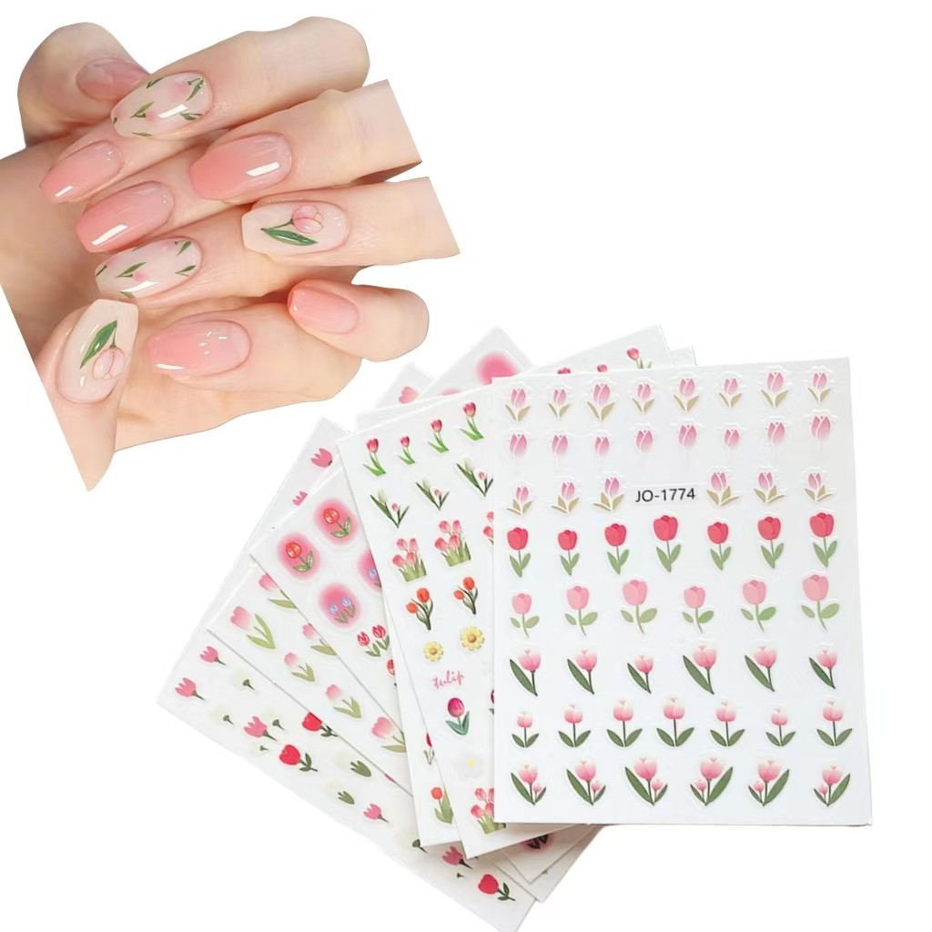 A（4-1）郁金香美甲贴纸美甲指尖花花花卉贴纸1张适用美甲手帐DIY,彩妆/香水/美妆工具,美甲工具,淘宝优惠券,粉丝福利购,淘宝优惠卷