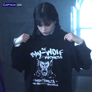 美剧 星期三Wednesday小狼女礼物同款t恤亚当斯周边衣服短袖 全棉