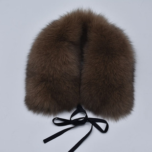 新款狐狸毛围巾毛领子皮草围脖丝带款围巾冬季女韩版百搭真毛