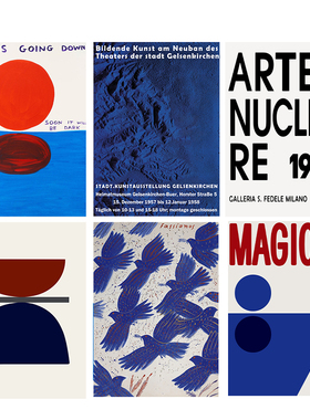 克莱因蓝色波普风小众艺术海报装饰画芯意式极简包豪斯抽象贴纸画