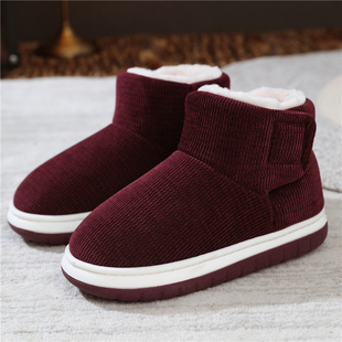 冬季加绒加厚外穿防滑厚底保暖高帮包跟棉拖鞋男女款居家毛毛棉鞋