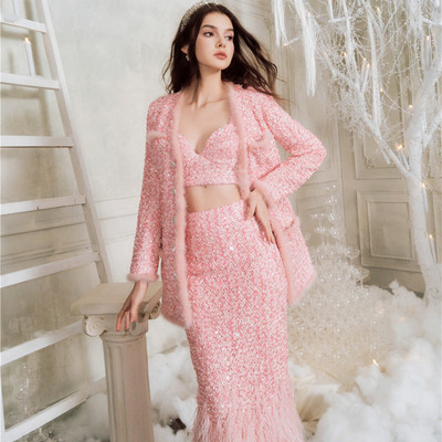 璀璨梦幻满幅绣片上衣半裙