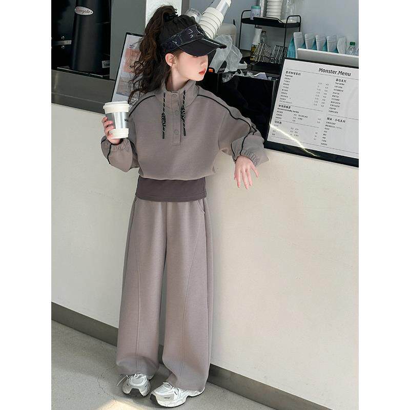 法国轻奢潮童女童秋季运动套装2025新款大童女孩卫衣儿童春秋衣服