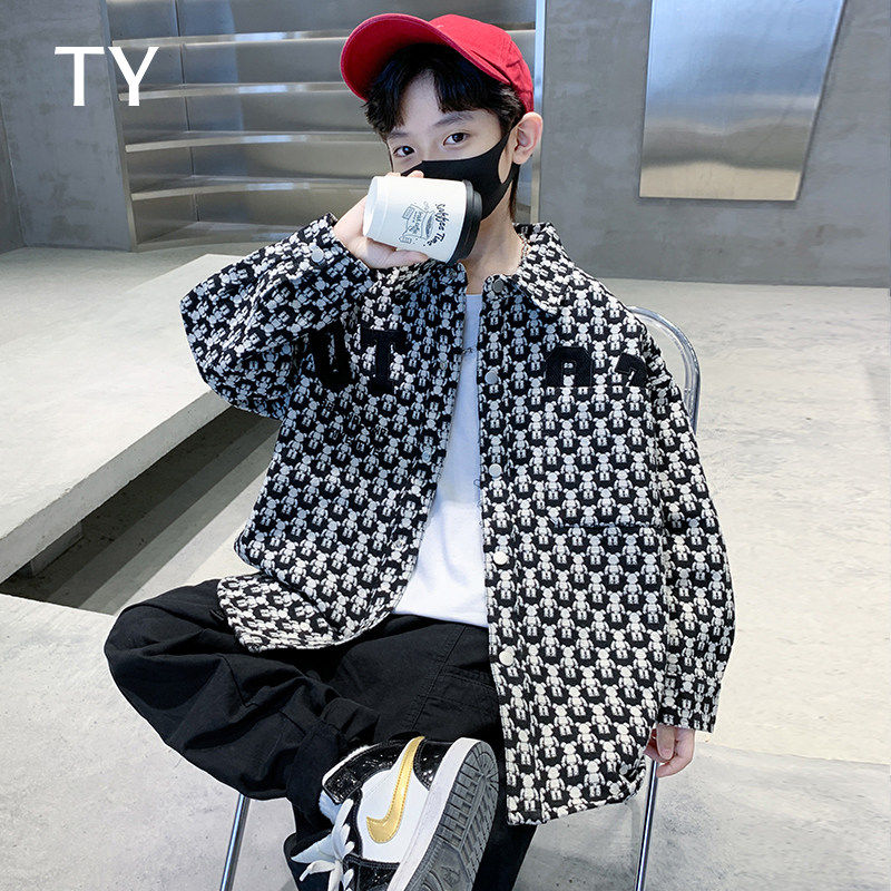 韩国TY童装潮牌男童加绒外套儿童上衣服秋冬季2025新款痞帅衬衫领