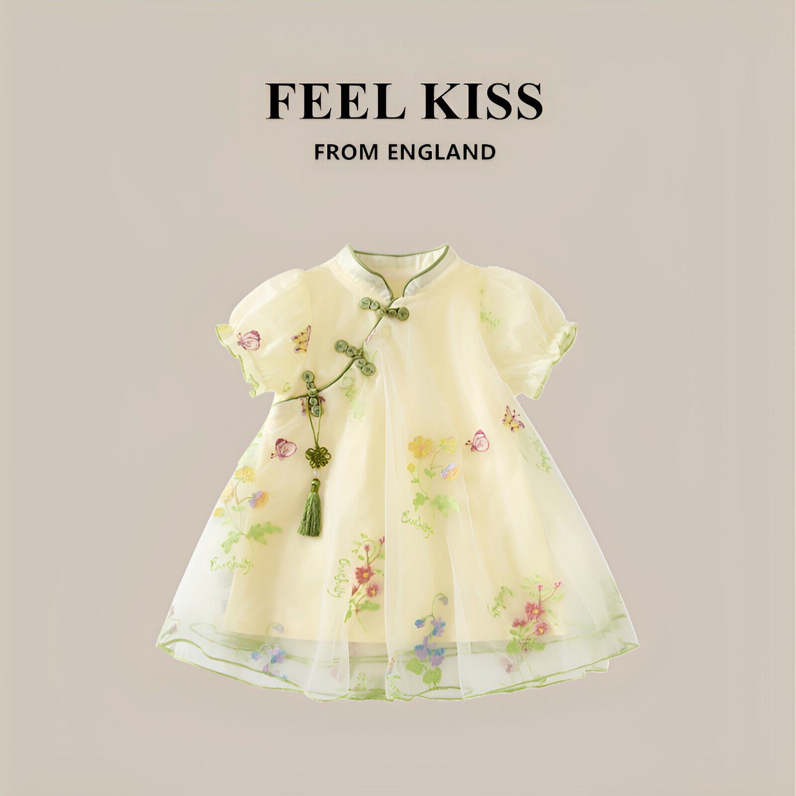 英国FeelKIss女童洋装夏装公主裙中国风旗袍汉服一周岁礼服纱裙