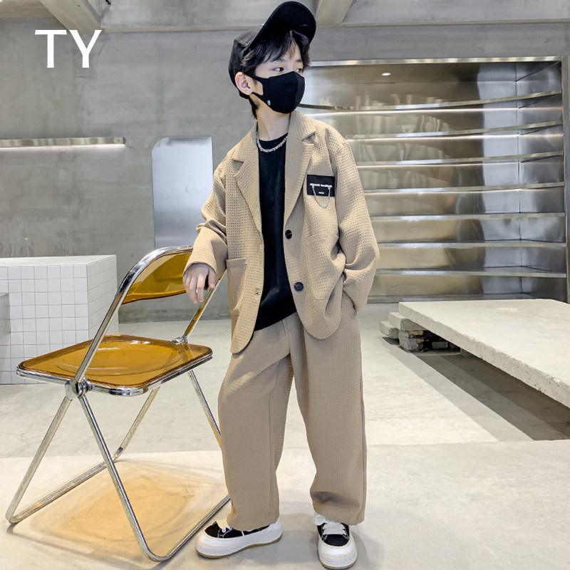 韩国TY童装潮牌男童西装套装秋冬季2025新款大儿童衣服帅气两件套