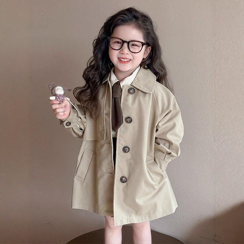 法国Uamtor女童外套春装2026新款洋气风衣春秋季时髦韩版网红外套