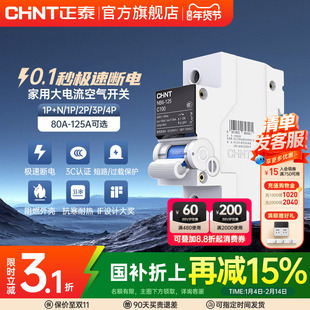 正泰NB6-125空气开关家用断路器泰极1P2p空开大电流80A100a125a