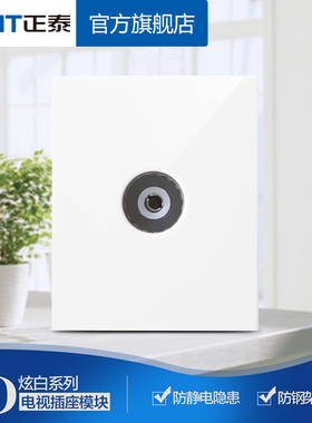正泰电工 118型墙壁开关插座面板 NEW5D钢架炫白色 电视插座模块