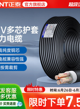正泰电缆YJV0.6/1kV工程国标电缆铜芯电源线户外线充电桩1米