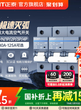 正泰空气开关NB3大电流空开官网家用短路保护63a80a100a125A