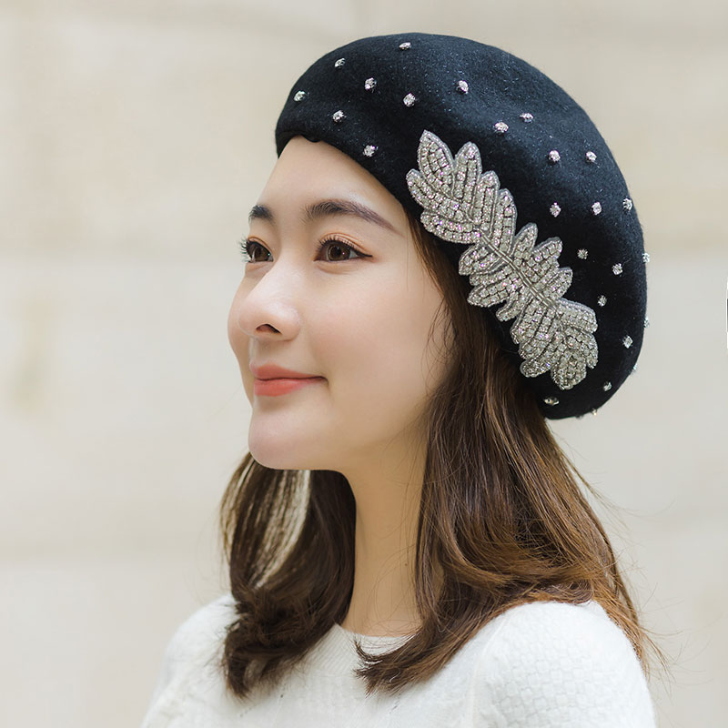 贝雷帽女秋冬韩版潮流羊毛呢帽