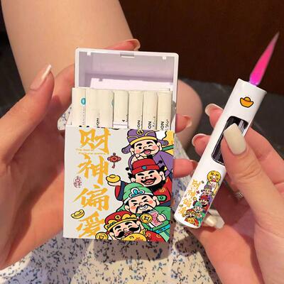 卡通财神爷打火机烟盒一体20只