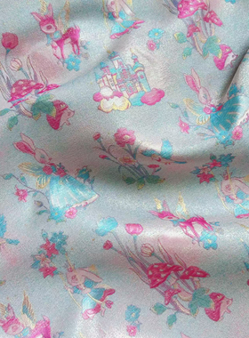 中国风旗袍童装娃衣蒙古袍纺丝绸缎面料装饰手工提花织锦缎布料