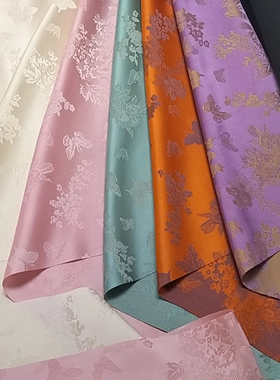 人丝醋酸双色提花面料汉服连衣裙旗袍布料古风花朵提花布现货