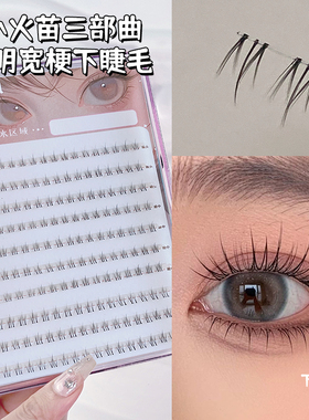 烟柔10大排小火苗懒人下睫毛假睫毛女自然仿真分段单簇素颜自然