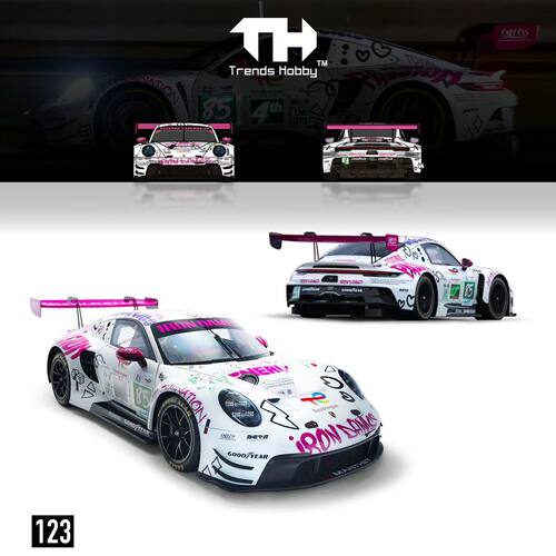 TH 1:64 铁娘子涂装 保时捷 911GT3 R 勒芒 耐力赛事等合金车模型